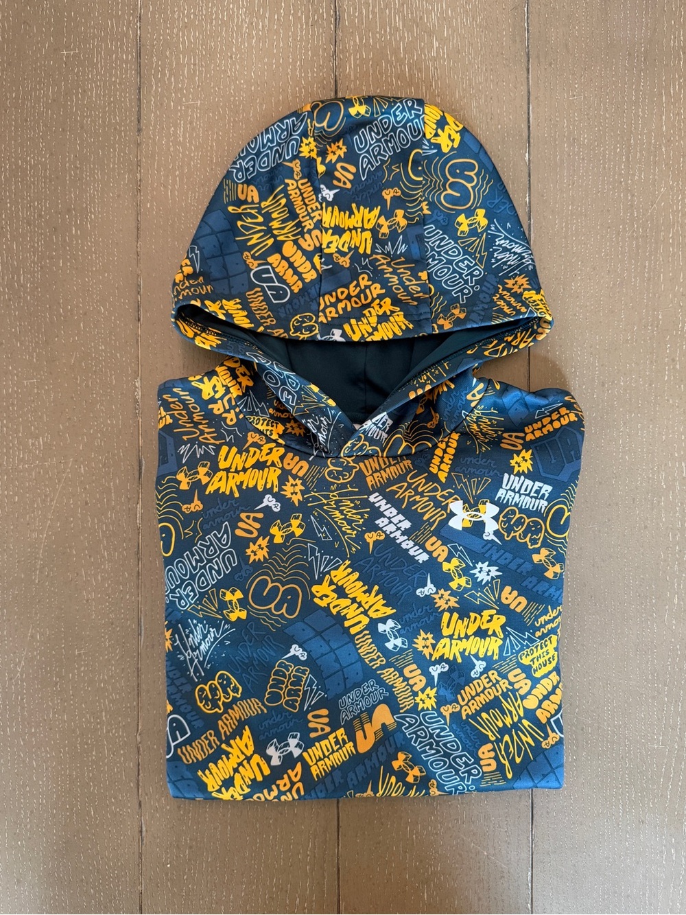 Under Armour Boys Blue UA Fleece Scribble Hoodie Size Youth Large (YLG)